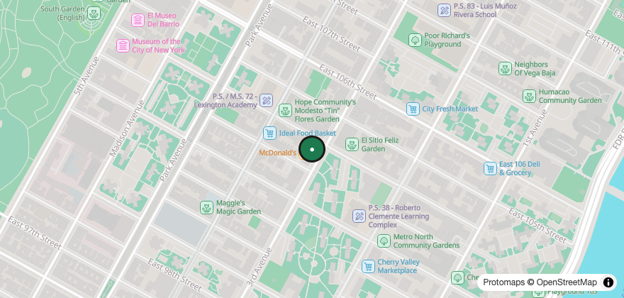 Static map showing the location of AB Fish Market