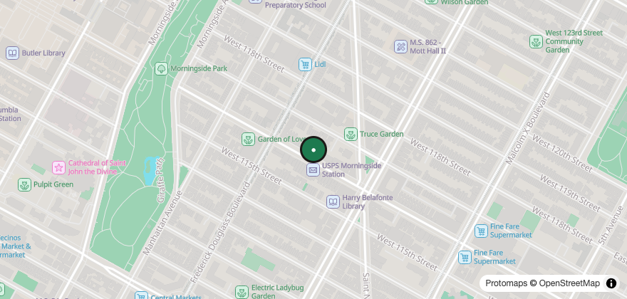Static map showing the location of Bo’s Bagels – Harlem