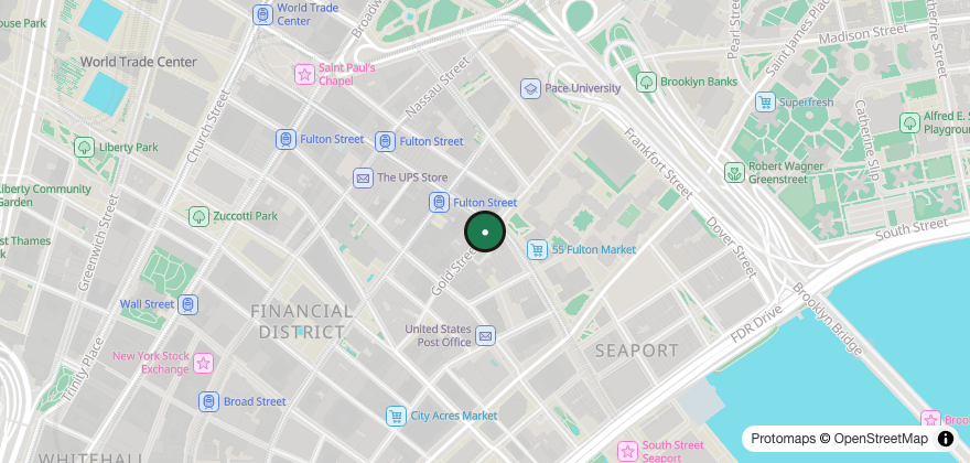 Static map showing the location of MCM Coffee – FiDi