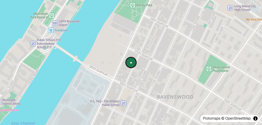 Static map showing the location of Pain D'Avignon – Long Island City
