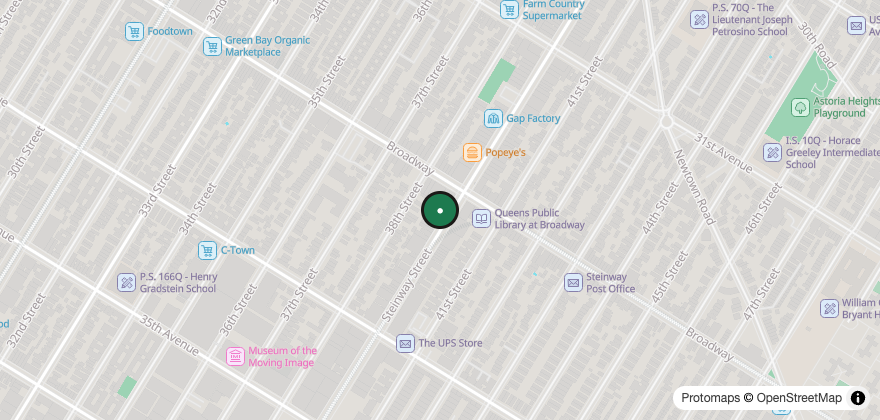 Static map showing the location of Que Rico Colombian Bakery & Restaurant