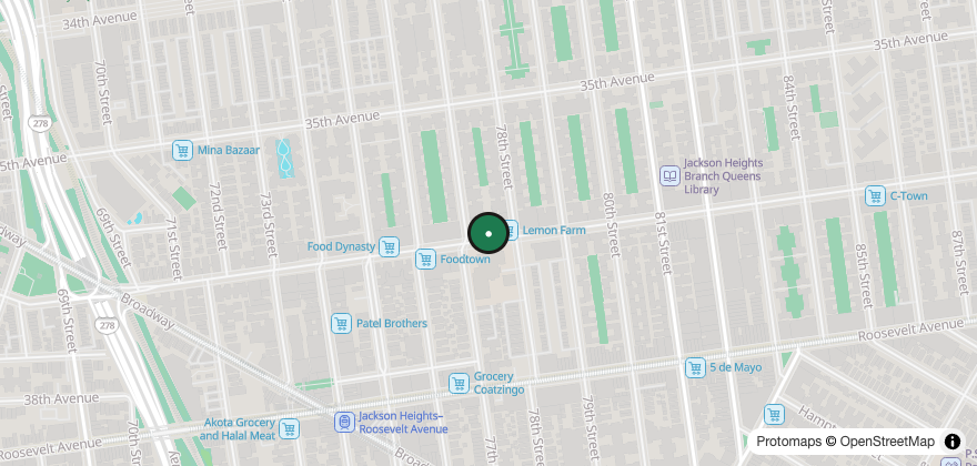 Static map showing the location of Sister’s Pizza – Jackson Heights