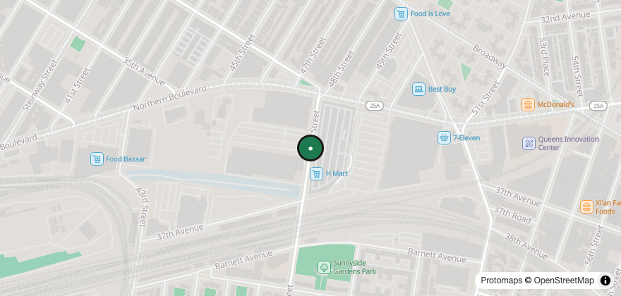 Static map showing the location of The New Grand Buffet