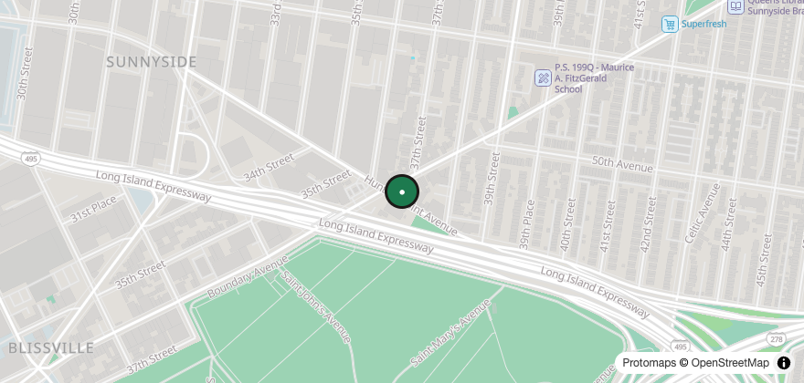 Static map showing the location of Tropical Restaurant – Long Island City