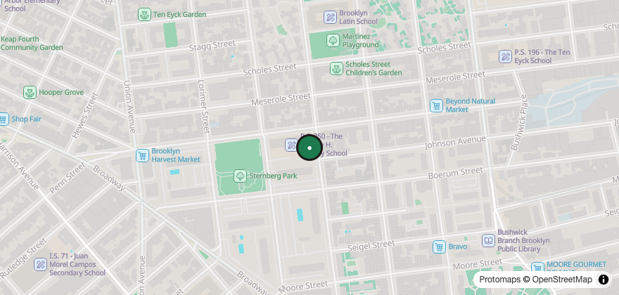 Static map showing the location of Win Son Bakery